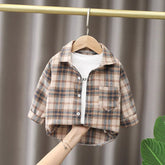 IENENS Kids Shirt Clothes Spring Thin Blouses Clothing Infant Boy Plaid Cotton Tops 1 2 3 4 Years Kids Long Sleeves Shirt - SHOWLU FASHION STORE