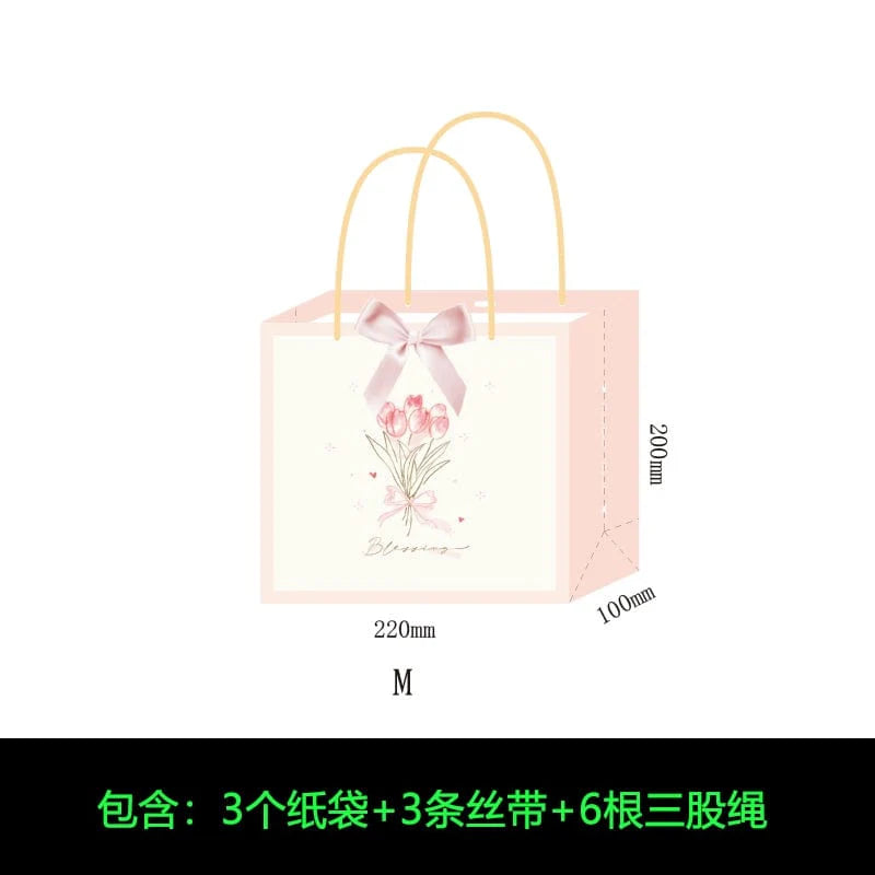 INS Contrast Color Gift Bag Holiday Celebration Gift for Girlfriend Packaging Bag Creative Minimalist Handbag Paper Bag - SHOWLU FASHION STORE