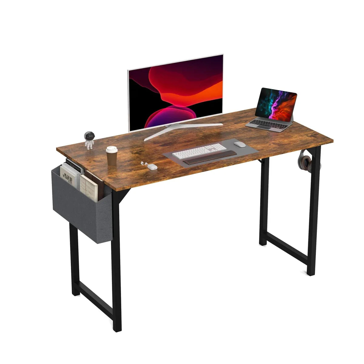 JHK Computer Desk Writing Study Office Gaming Table Modern Simple Style Compact with Side Bag Headphone Hook Easy Assembly - SHOWLU FASHION STORE