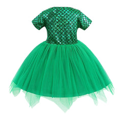 Kids Green Mermaid Princess Bow Dress Children's Clothing Fancy Party Dress Frocks Designs Tulle Flower Dresses for Girls - SHOWLU FASHION STORE