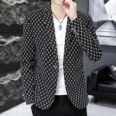 Korean Letter Print Men Blazers Brand 2024 Spring Casual Business Suit Jackets Slim Fit Street Wear Social Jacket Men Clothing - SHOWLU FASHION STORE