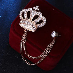 Korean Luxury Rhinestone Crown Brooch Pin Tassel Lapel Pins Suit Shirt Collar Badge Corsage Brooches for Men Jewelry Accessories - SHOWLU FASHION STORE