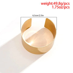 Lacteo Gold Color Smooth Wide Cuff Bracelets Simple Open Big Bangle for Female Women Charm Jewelry Fashion Punk Gifts New - SHOWLU FASHION STORE