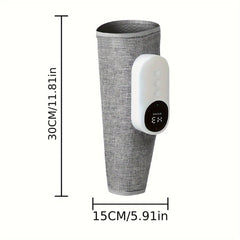 A grey calf air compression massager with a digital control panel, measuring 30cm by 15cm.
