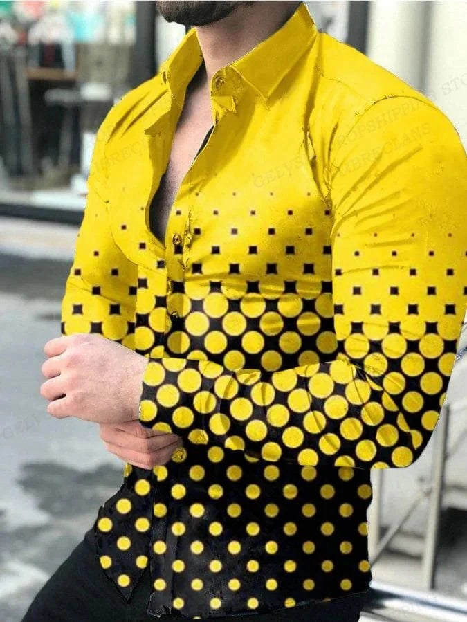 Lightning Hawaiian Shirts Floral 3d Printed Shirts Men Fashion Shirt Long Sleeve Casual Beach Blouse Lapel Blouse Men's Clothing - SHOWLU FASHION STORE