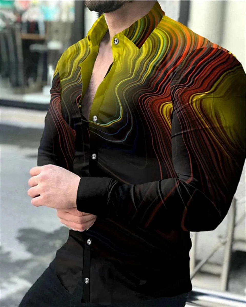 Long Sleeve Hawaiian Shirts Men Fashion Casual Shirt Male Beach Blouses Turn Over Single Breasted Camisas Men's Clothing Aloha - SHOWLU FASHION STORE