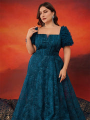 Lucyinlove Plus Size Blue Elegant Short Sleeve Blue Sequin Evening Dress Women Luxury Split Party Prom Cocktail Dresses Gowns - SHOWLU FASHION STORE