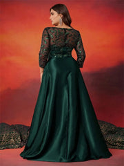 Lucyinlove Plus Size O - neck Elegant Green Sequin Evening Dress Luxury Long sleeve Women Satin Party Dress Prom Cocktail Dresses - SHOWLU FASHION STORE