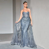 Luxury Lace Party Dress Strapless Floor Length Mermaid Evening Gown For Woman Custom Glitter Christmas Fiesta 2023 Prom Wear - SHOWLU FASHION STORE