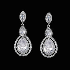 Luxury Zircon Wedding Long Dangle Earrings with Round Water Drop Elegant CZ Earrings for Women Bridal Wedding Jewelry Dress - SHOWLU FASHION STORE