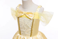 LZH Girls Princess Bell Yellow Dresses for Kids Christmas Halloween Party Cosplay Costume Children Fancy Cos Dress Up - SHOWLU FASHION STORE