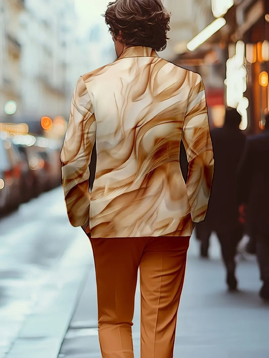 Men And Women Slim Fit Nightclub Style Suits, Advanced Elegance Fashion Western - style Clothes Autumn Winter Party Pink Leopard Print Printed Jacket And Long Pants 2pcs Set for Men Hip Hop Outerwear Clothes. - SHOWLU FASHION STORE