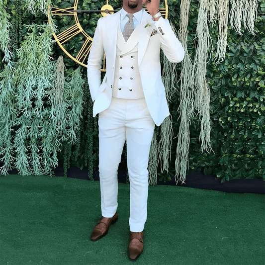 Men's 3 - piece wedding suit, single - breasted jacket + vest + trousers, cocktail party, award ceremony and other formal occasions - SHOWLU FASHION STORE