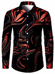 Men's 3D Textured Printed Casual Shirt Buttoned Long Sleeve Autumn Versatile Lapel Luxury Fashion Long Sleeve Shirt Party Dresse - SHOWLU FASHION STORE