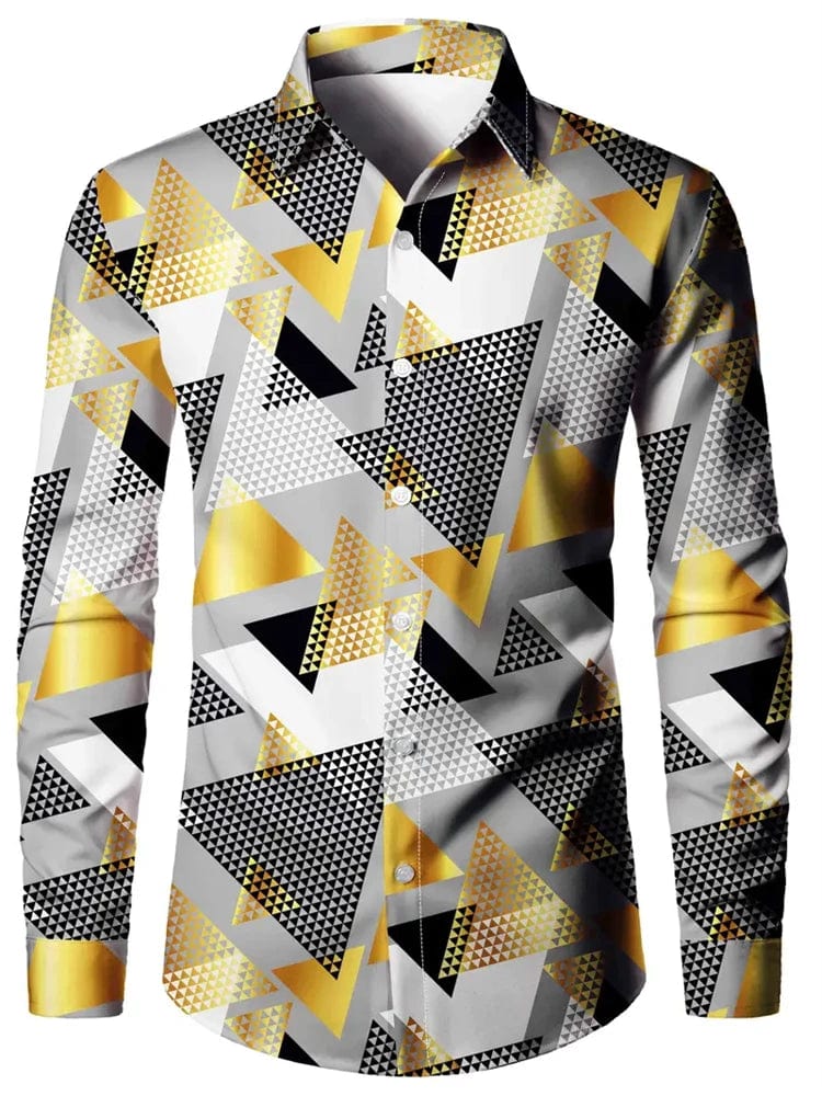 Men's 3D Textured Printed Casual Shirt Buttoned Long Sleeve Autumn Versatile Lapel Luxury Fashion Long Sleeve Shirt Party Dresse - SHOWLU FASHION STORE