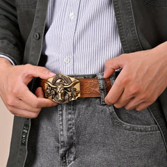 Men's Belt, Slide Ratchet Belt With Premium Leather, Ratchet Western Cowboy Belt With Automatic Click Buckle, Father's Day Gift - SHOWLU FASHION STORE