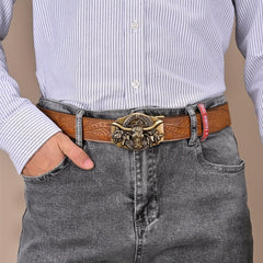 Men's Belt, Slide Ratchet Belt With Premium Leather, Ratchet Western Cowboy Belt With Automatic Click Buckle, Father's Day Gift - SHOWLU FASHION STORE