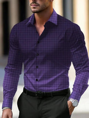 Men's Business Casual Printed Long Sleeve Shirt Formal Button Up Shirt Fall Winter Spring Summer Cuffed Long Sleeve Blue S, M, L - SHOWLU FASHION STORE