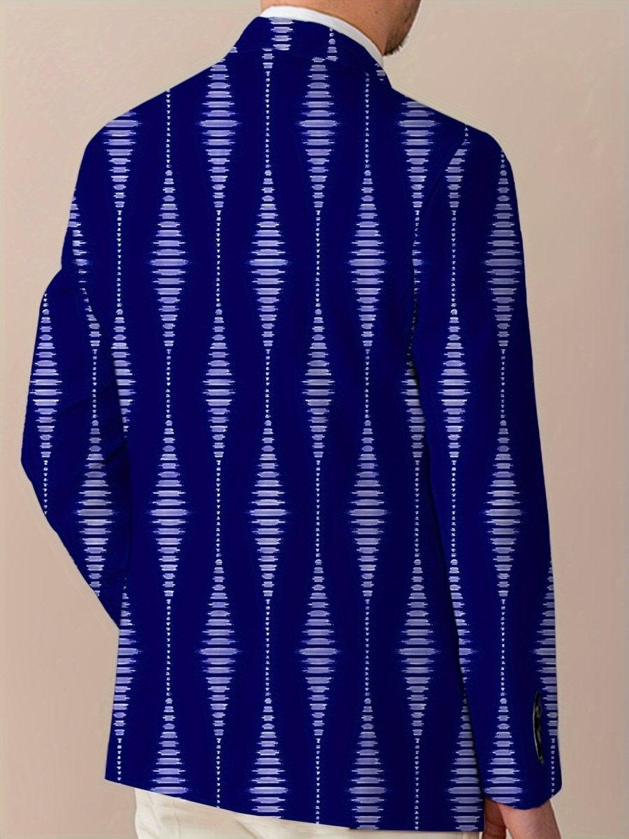 Men's Casual Striped Blazer - Polyester & Elastane, Button - Up Lapel Suit Jacket for All Seasons - SHOWLU FASHION STORE