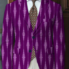 Men's Casual Striped Blazer - Polyester & Elastane, Button - Up Lapel Suit Jacket for All Seasons - SHOWLU FASHION STORE