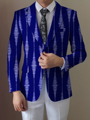 Men's Casual Striped Blazer - Polyester & Elastane, Button - Up Lapel Suit Jacket for All Seasons - SHOWLU FASHION STORE