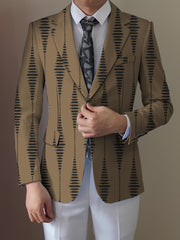 Men's Casual Striped Blazer - Polyester & Elastane, Button - Up Lapel Suit Jacket for All Seasons - SHOWLU FASHION STORE
