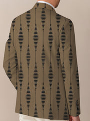Men's Casual Striped Blazer - Polyester & Elastane, Button - Up Lapel Suit Jacket for All Seasons - SHOWLU FASHION STORE