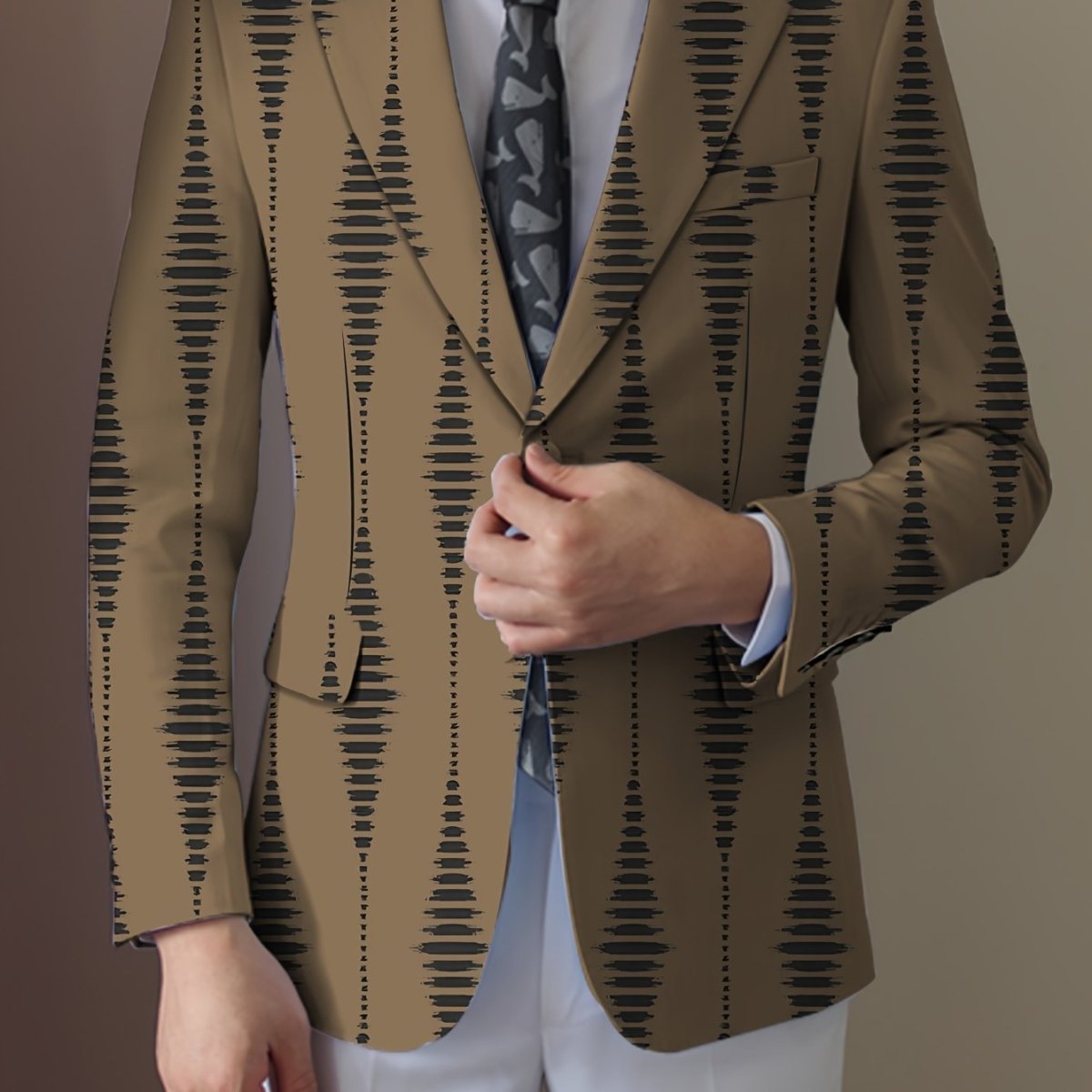 Men's Casual Striped Blazer - Polyester & Elastane, Button - Up Lapel Suit Jacket for All Seasons - SHOWLU FASHION STORE