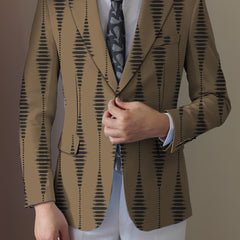 Men's Casual Striped Blazer - Polyester & Elastane, Button - Up Lapel Suit Jacket for All Seasons - SHOWLU FASHION STORE