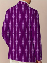 Men's Casual Striped Blazer - Polyester & Elastane, Button - Up Lapel Suit Jacket for All Seasons - SHOWLU FASHION STORE