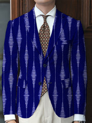 Men's Casual Striped Blazer - Polyester & Elastane, Button - Up Lapel Suit Jacket for All Seasons - SHOWLU FASHION STORE