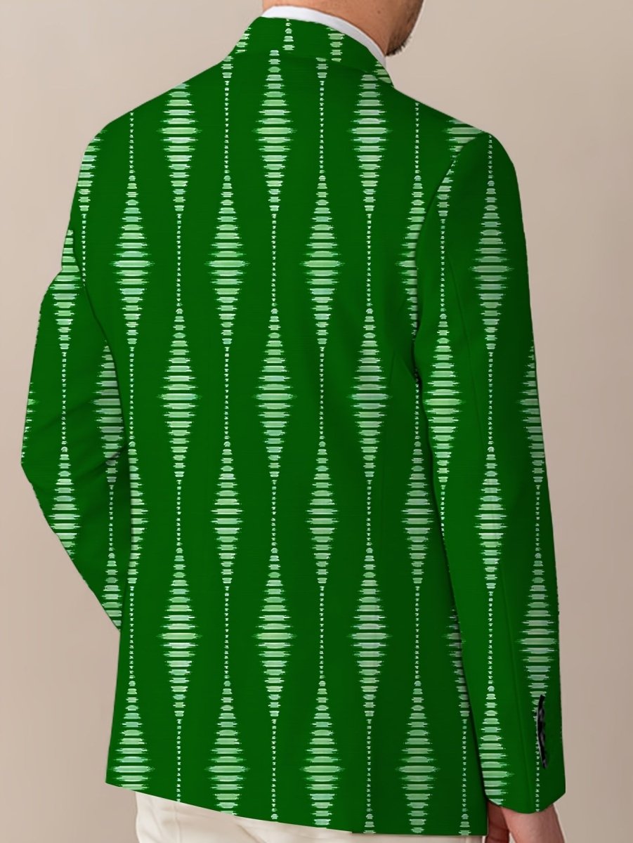 Men's Casual Striped Blazer - Polyester & Elastane, Button - Up Lapel Suit Jacket for All Seasons - SHOWLU FASHION STORE