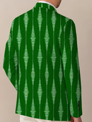 Men's Casual Striped Blazer - Polyester & Elastane, Button - Up Lapel Suit Jacket for All Seasons - SHOWLU FASHION STORE