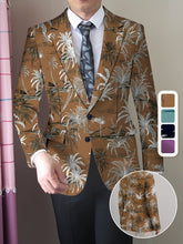 Men's Coconut Trees Print Blazer Jacket, Regular Fit, Button Closure, Suit Lapel, All - Season Wear - SHOWLU FASHION STORE