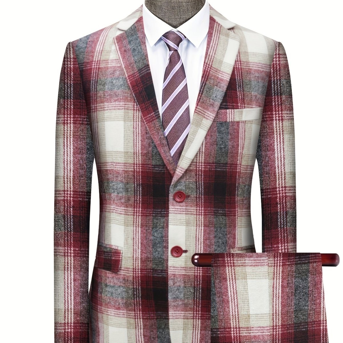 Men's Elegant Business Two - Piece Suit with Plaid, Two - Button Jacket and Pants, Suitable for Commuting, Business Travel, Wedding Banquet - SHOWLU FASHION STORE