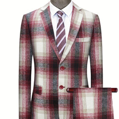 Men's Elegant Business Two - Piece Suit with Plaid, Two - Button Jacket and Pants, Suitable for Commuting, Business Travel, Wedding Banquet - SHOWLU FASHION STORE