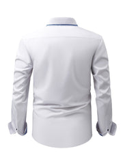 Men's Elegant Long - Sleeve Shirt with Plaid Collar - Business Casual, Stretch Fabric, Easy Care - SHOWLU FASHION STORE