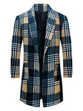 Men's Elegant Plaid Overcoat - British Style Mid - Length Warm Coat with Pockets, Polyester Blend, Perfect for Fall/Winter Fashion - SHOWLU FASHION STORE
