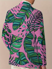 Men's Floral Print Blazer - Lightweight Polyester Jacket with Vibrant Tulip & Anemone Design, Casual Two - Button Suit Coat for All Seasons, Hand Wash or Dry Clean - SHOWLU FASHION STORE