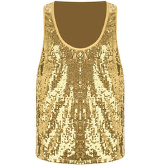 Mens Glitter Sequin Dance Vest Tank Tops Low Crew Neck Smooth Lining Waistcoat Top for Club Music Festival Disco Party Dancing - SHOWLU FASHION STORE