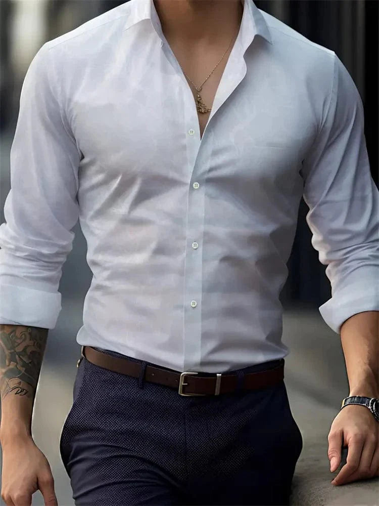 Men's Hawaiian Shirt Blue Striped Printed Shirt Fashion Elegant Summer Beach Shirt Temperament Streetwear Lapel Mens Clothing - SHOWLU FASHION STORE