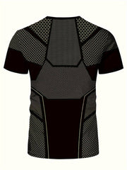 Men's High - Elasticity Geometric Print T-Shirt - Quick - Dry, Breathable Activewear for Fitness & Training, Perfect Summer Gift - SHOWLU FASHION STORE