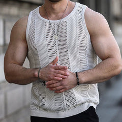 Men's Knitted Hollow Vest Cut Out Knitwear Men's Sleeveless Slim Knit Vest - SHOWLU FASHION STORE