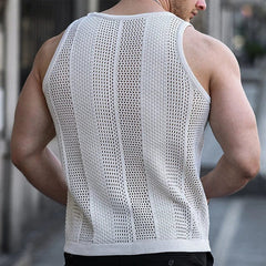 Men's Knitted Hollow Vest Cut Out Knitwear Men's Sleeveless Slim Knit Vest - SHOWLU FASHION STORE