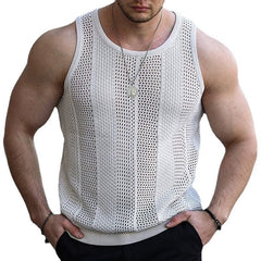 Men's Knitted Hollow Vest Cut Out Knitwear Men's Sleeveless Slim Knit Vest - SHOWLU FASHION STORE