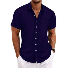Men's Linen Striped Jacquard Casual Shirt - SHOWLU FASHION STORE