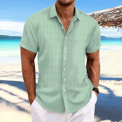 Men's Linen Striped Jacquard Casual Shirt - SHOWLU FASHION STORE