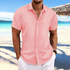 Men's Linen Striped Jacquard Casual Shirt - SHOWLU FASHION STORE
