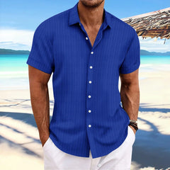 Men's Linen Striped Jacquard Casual Shirt - SHOWLU FASHION STORE