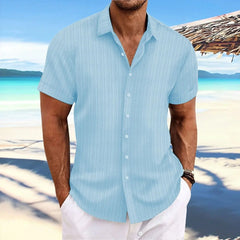 Men's Linen Striped Jacquard Casual Shirt - SHOWLU FASHION STORE